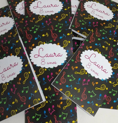 Kit 20 Lembrancinhas Bloquinho com Lápis Notas Musicais - Vário