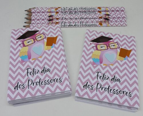 Kit 20 Lembrancinhas Bloquinho com Lápis Formatura - Vários Temas Disponíveis