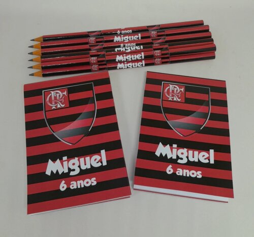 Kit 20 Lembrancinhas Bloquinho com Lápis Flamengo - Vários Temas Disponíveis