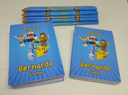 Kit 20 Lembrancinhas Bloquinho com Lápis Pokémon - Vários Temas Disponíveis