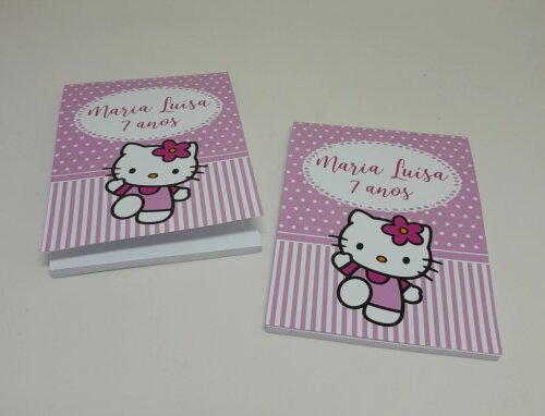 Kit 20 Lembrancinhas Bloquinho com Lápis Hello kitty e Sapinho K