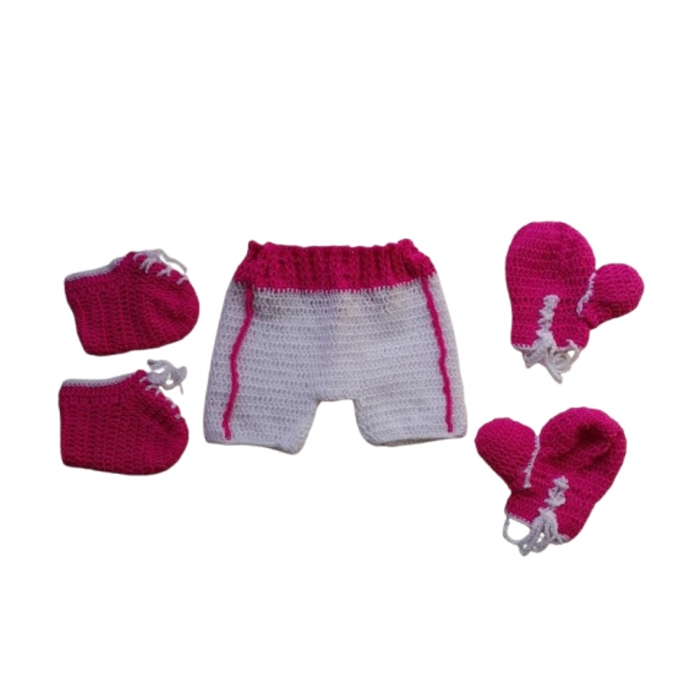 Newborn Boxe feminino rosa e branco
