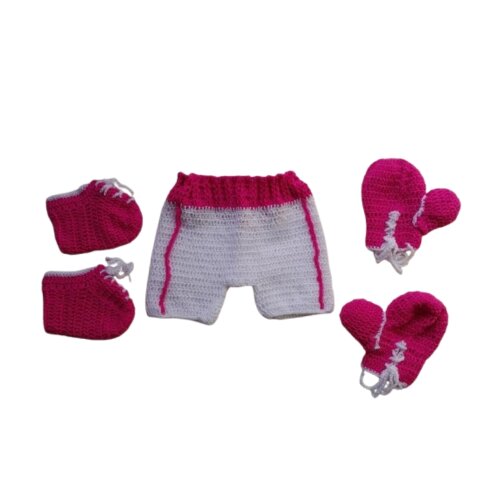Newborn Boxe feminino rosa e branco