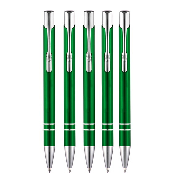 100 Canetas de Metal Verde, Personalizadas a Laser -cme010