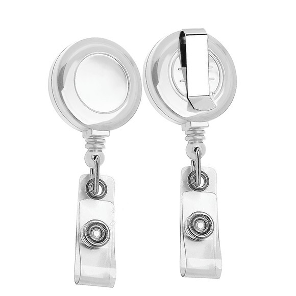 20 Porta Cracha Retrátil sem Personalização - Ida001 Branco