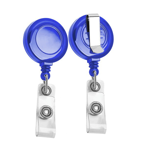 20 Porta Cracha Retrátil sem Personalização - Ida001 Azul