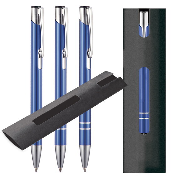 200 Canetas de Metal Azul, Personalizadas a Laser - Cme010