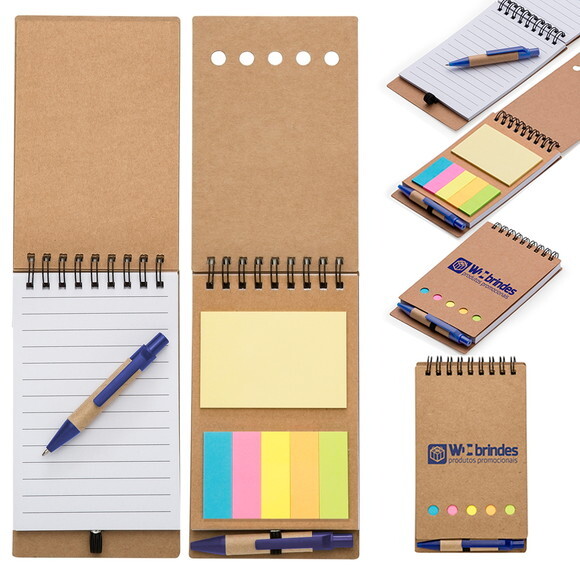 30 Bloco de Anotações com Post It e Caneta, Azul Bca004