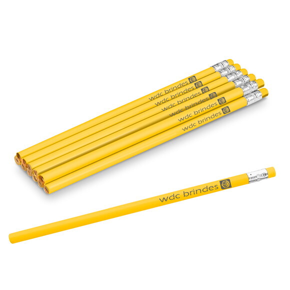 300 Lápis Promocionais Personalizados Corpo Amarelo Ell004