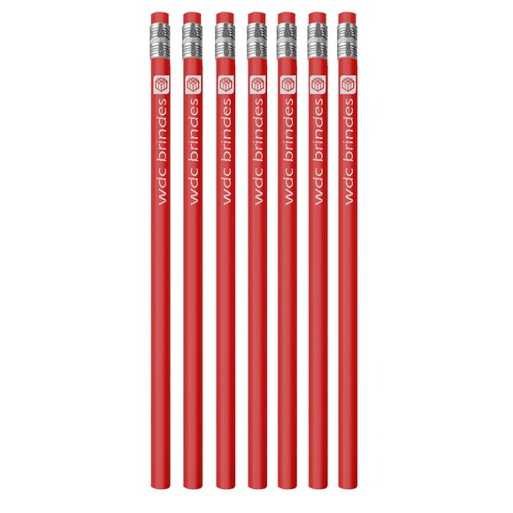 300 Lápis Promocionais Personalizados Corpo Vermelho Ell004