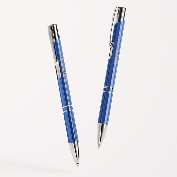 400 Canetas de Metal Azul, Personalizadas a Laser - Cme010