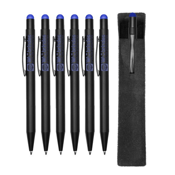 50 Canetas Metal Touch Gravação a Laser Cmt007 - Azul Escuro