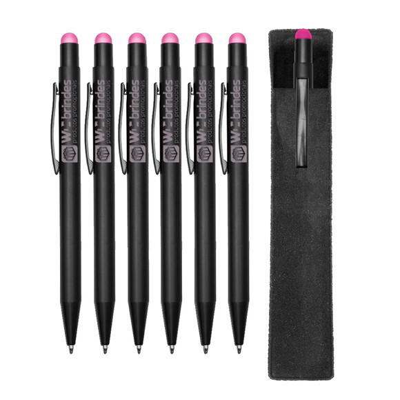 50 Canetas Metal Touch Gravação a Laser Cmt007 - Rosa
