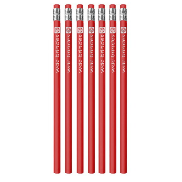 500 Lápis com Borracha Personalizados Corpo Vermelho Ell004