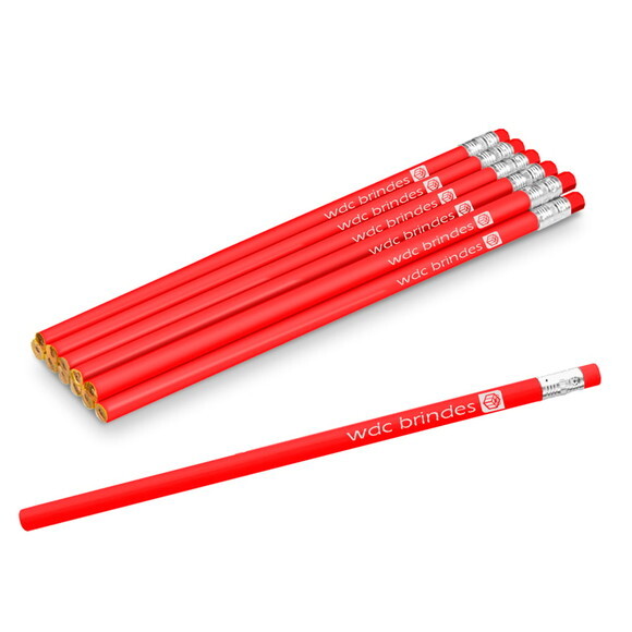 500 Lápis com Borracha Personalizados Corpo Vermelho Ell004