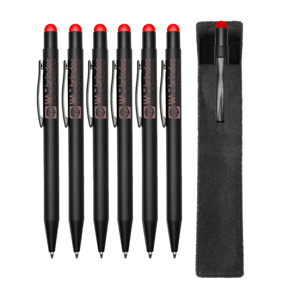 60 Canetas Metal Touch Gravação a Laser Cmt007 - Vermelho