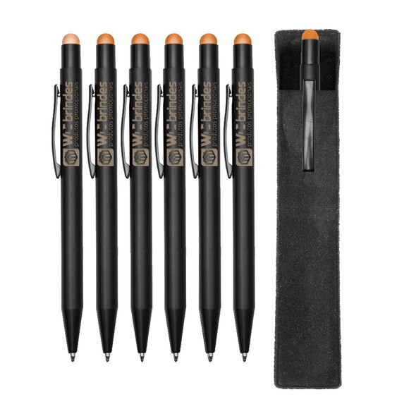 70 Canetas Metal Touch Gravação a Laser Cmt007 - Laranja