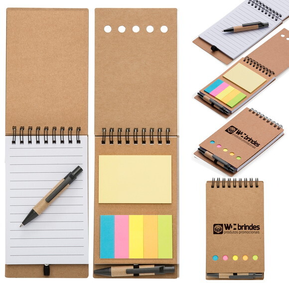 80 Bloco de Anotações com Post It e Caneta, Preto Bca004
