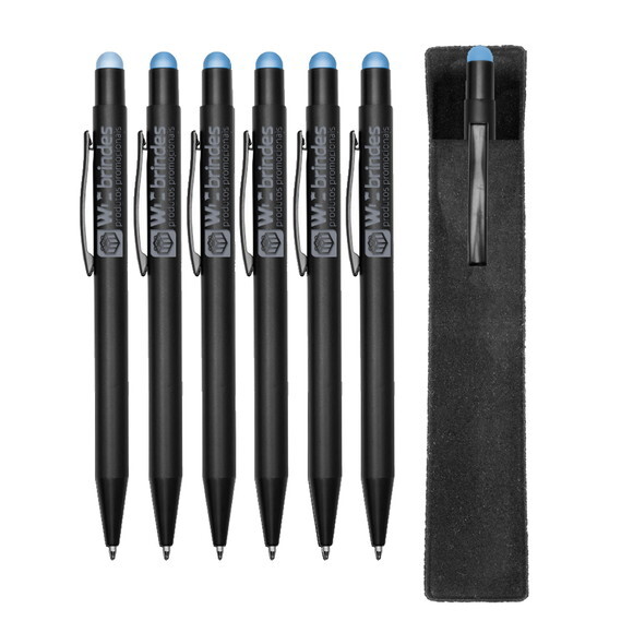 90 Canetas Metal Touch Gravação a Laser Cmt007 - Azul Claro