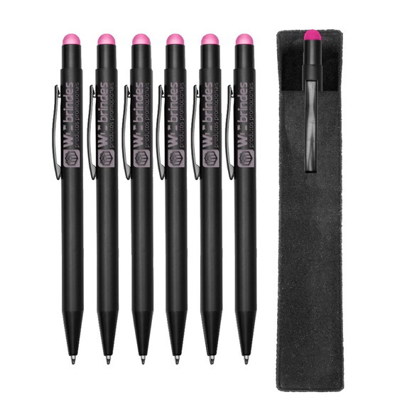 90 Canetas Metal Touch Gravação a Laser Cmt007 - Rosa