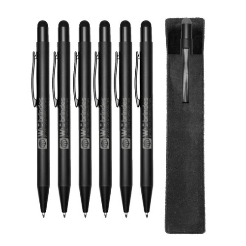 100 Canetas Metal Touch Gravação a Laser Cmt007 - Preta