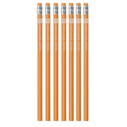 300 Lápis Promocionais Personalizados Corpo Laranja Ell004