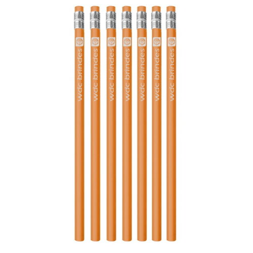 400 Lápis com Borracha Personalizados Corpo Laranja Ell004