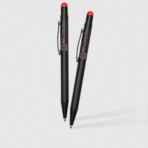 50 Canetas Metal Touch Gravação a Laser Cmt007 - Vermelho