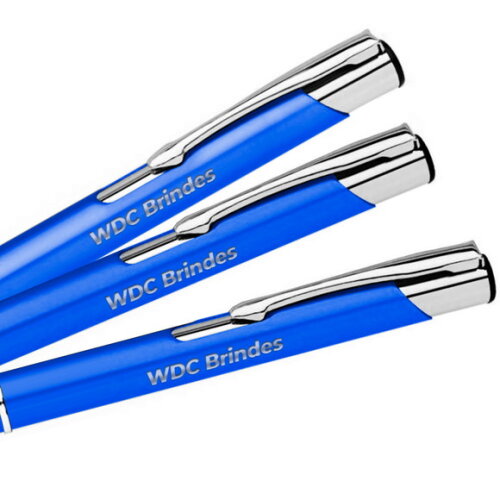500 Canetas de Metal Azul Personalizadas a Laser- Cme010