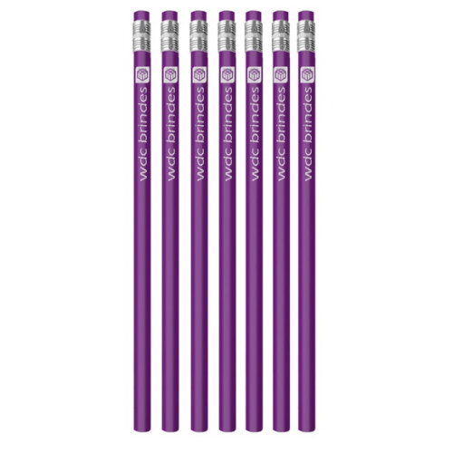 500 Lápis com Borracha Personalizados Corpo Roxo Ell004