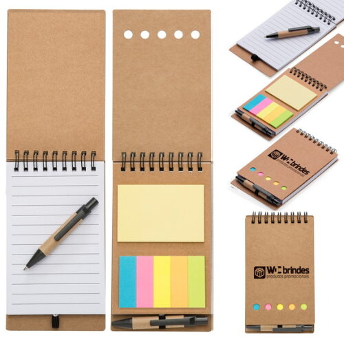 90 Bloco de Anotações com Post It e Caneta, Preto Bca004