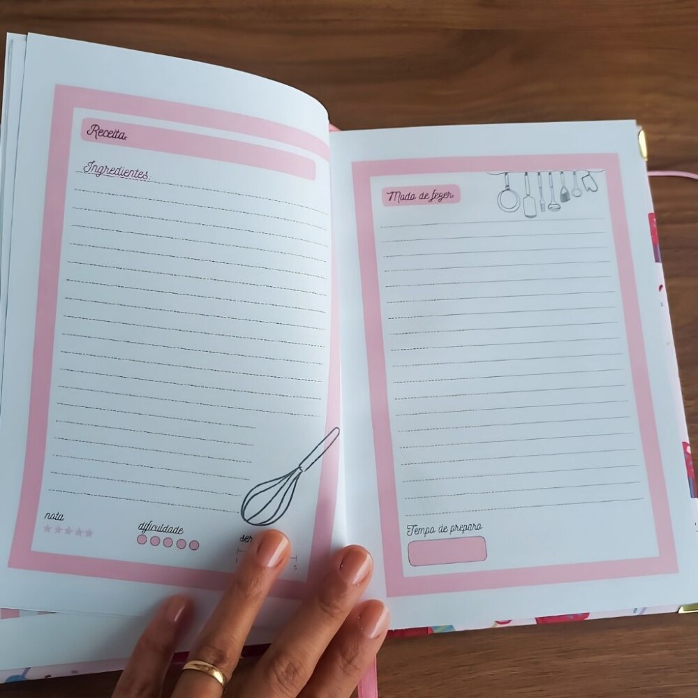 caderno de receitas personalizado