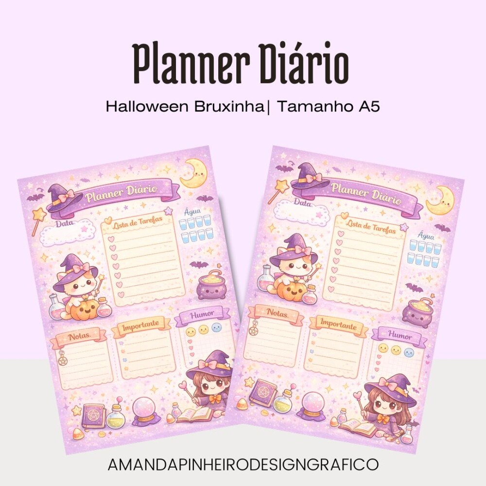 Planner Diário - Bruxinha/Halloween