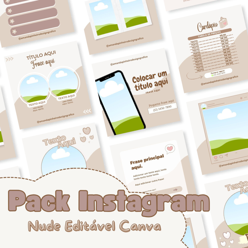Pack Post Editável Instagram Nude