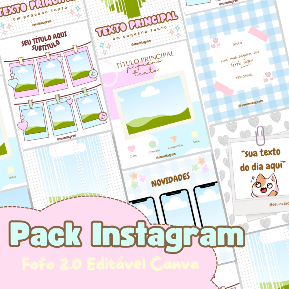 Pack Post Instagram Editável - Fofo 2.0