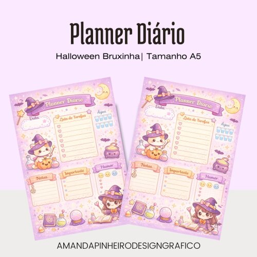 Planner Diário - Bruxinha/Halloween