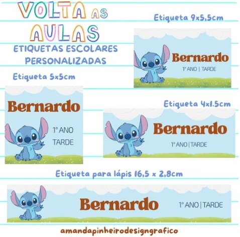 Etiqueta Escolar - Stitch