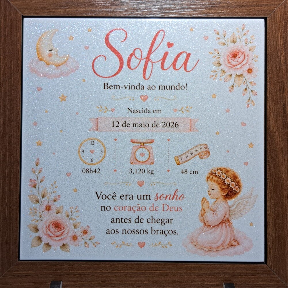 Quadro de Nascimento Personalizado | Dados do Bebê | Com ou Sem