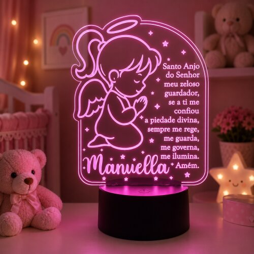 Luminária Personalizada Santo Anjo com Nome | Base Redonda