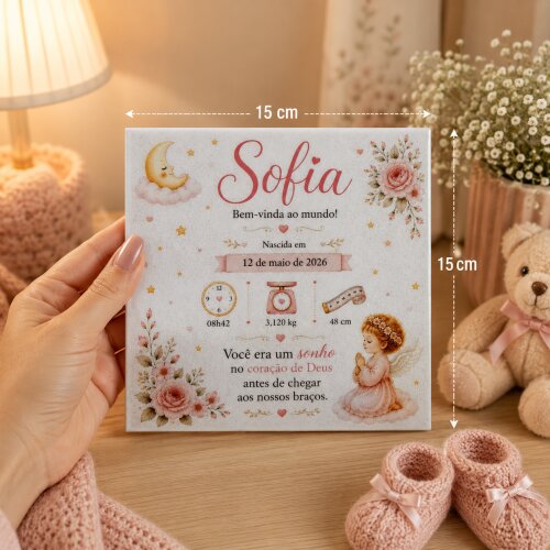 Quadro de Nascimento Personalizado | Dados do Bebê | Com ou Sem