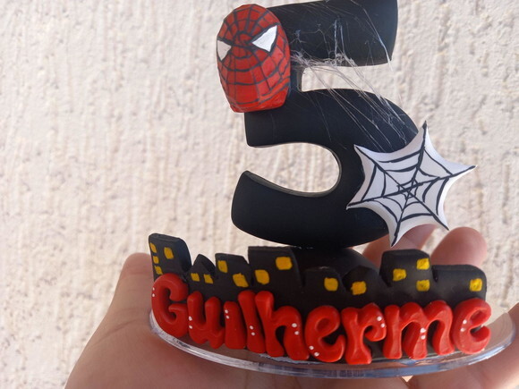Vela/topo de Bolo Biscuit Homem Aranha