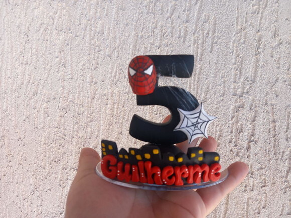 Vela/topo de Bolo Biscuit Homem Aranha