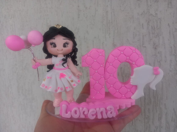Vela/topo de Bolo em Biscuit Barbie