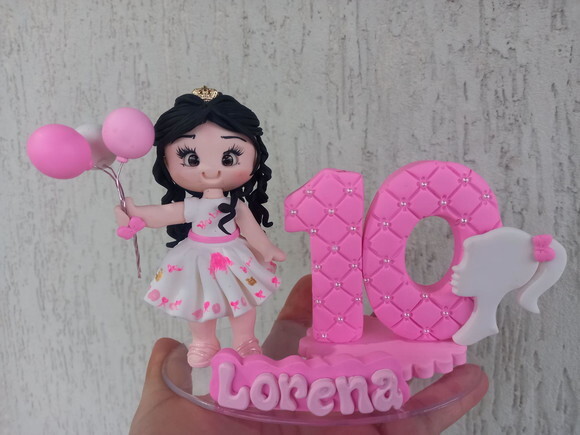Vela/topo de Bolo em Biscuit Barbie