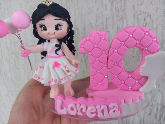 Vela/topo de Bolo em Biscuit Barbie