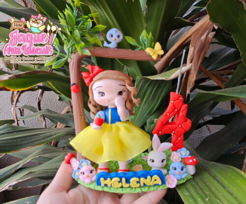 Vela Biscuit Personalizada Branca de Neve Princesas