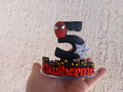 Vela/topo de Bolo Biscuit Homem Aranha
