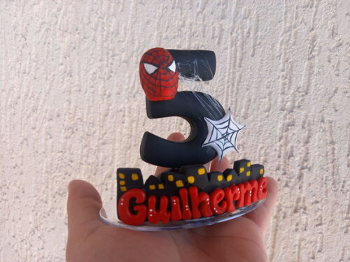 Vela/topo de Bolo Biscuit Homem Aranha