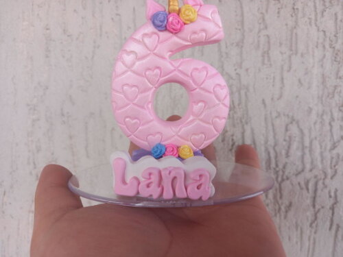 Vela/topo de Bolo Biscuit Unicornio