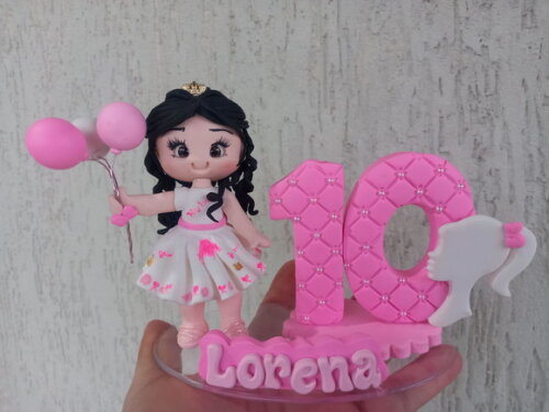 Vela/topo de Bolo em Biscuit Barbie